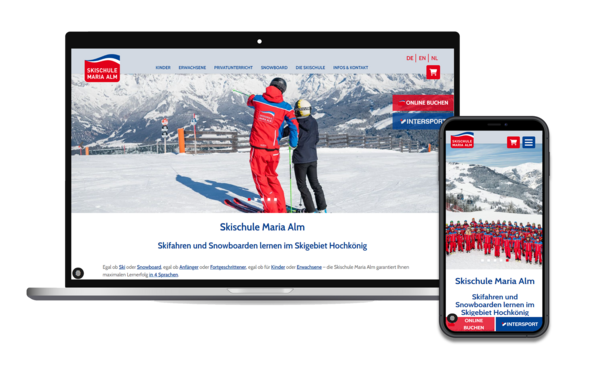 Mockup Website Skischule Maria Alm 