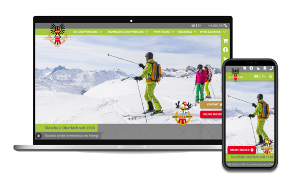 Mockup Website Skischule Oberlech 