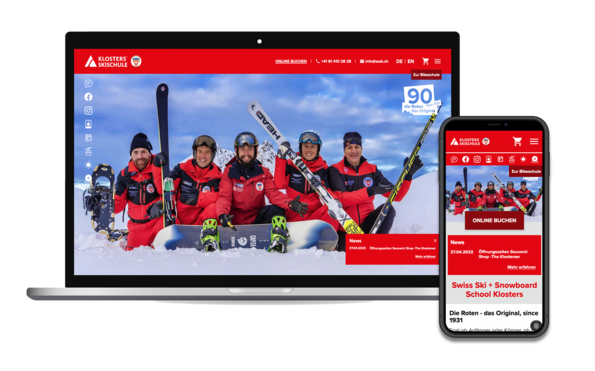 Mockup Website Schweizer Skischule Klosters