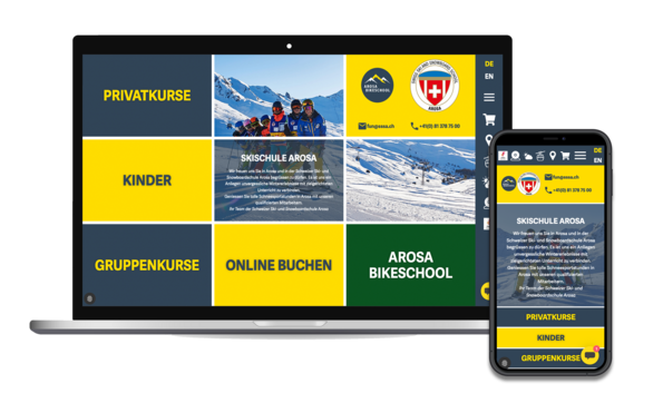 Mockup Website Schweizer Skischule Arosa 