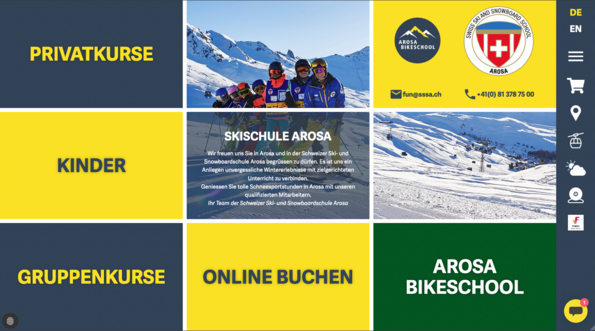 Screenshot Website Schweizer Skischule Arosa 